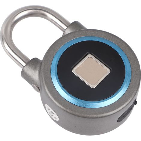 Cadenas à empreinte digitale avec contrôle Bluetooth via application, étanche IP65, verrou électronique de sécurité pour casier, tiroir, bureau, salle de sport, bleu (1/5)