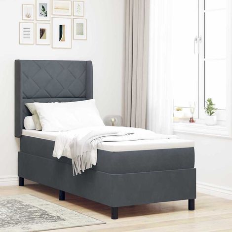 Cama tipo Box Spring Gris oscuro 80 x 200 cm Terciopelo (1/5)