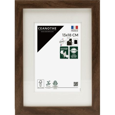 Cadre Photo Brun 13x18 cm et 18x13 cm - Convient au A6 et Carte Postale – Baguette fine et minimaliste - Cadre Photo Wild en Résine recyclée, Fabriqué en France - Verre acrylique Incassable (1/5)