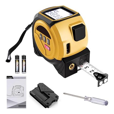 Mètre Laser Télémètre Laser Ligne Croisée Ruban à Mesurer Acier Ruban à Mesurer Numérique Électronique écran LCD Unités M/Ft/in pour Longueur/Zone/Volume (1/5)
