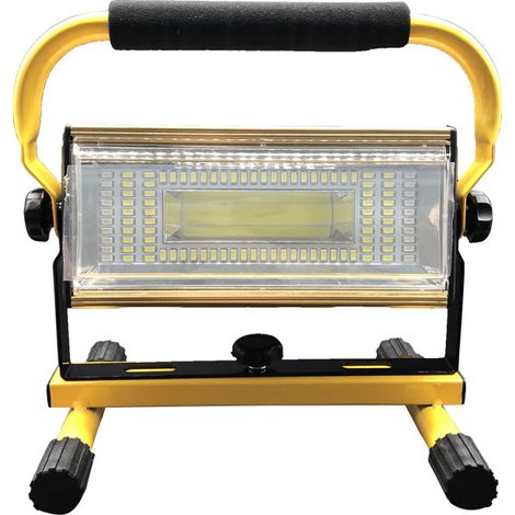 BRAVIX Lampe de travail à LED rechargeable 100W, projecteur portatif étanche IP65 7000LM 100LED, lampes de travail sur support pour éclairage de chantier de garage de camping