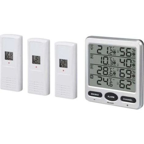 Thermo-hygromètre intérieur/extérieur sans fil LCD numérique 433 MHz à 8 canaux avec trois capteurs à distance Fonction d'alarme de niveau de confort d'hygromètre (1/5)