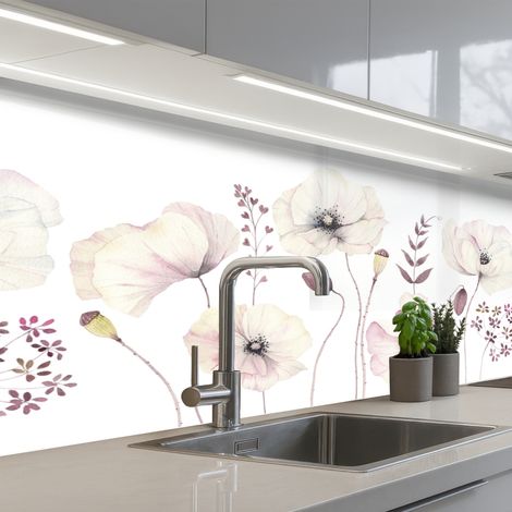 SCHIENALI CUCINA Fiori - Pastello - Piante - Bianco 150x60 cm (1/5)