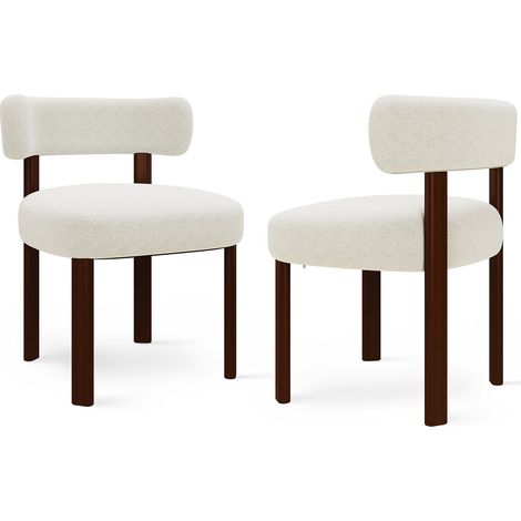 COLAMY 2er-Set Esszimmerstühle aus Massivholz – Schlichtes, warmes Design – Beige