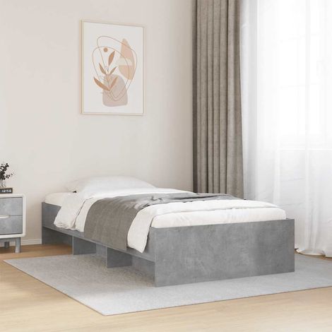Cadre de lit 90 x 200 cm avec sommier à lattes et rangements, bois gris sonoma, sans matelas - PANGIVO (1/5)