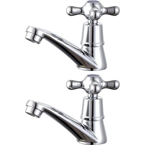 Badezimmerwaschbeckenarmatur, 1 Paar Warm- und Kaltwasserhähne (1/5)