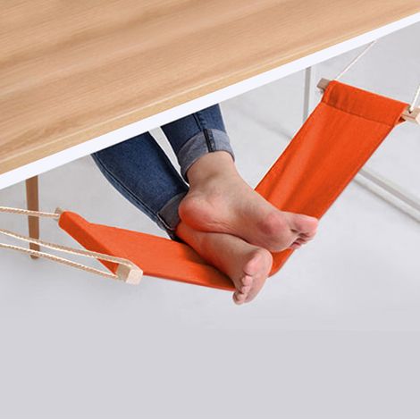 Verstellbare, klappbare Bürofußstütze mit Gurt, Fußhängematte unter dem Schreibtisch, ideal für Flugreisen (1/5)