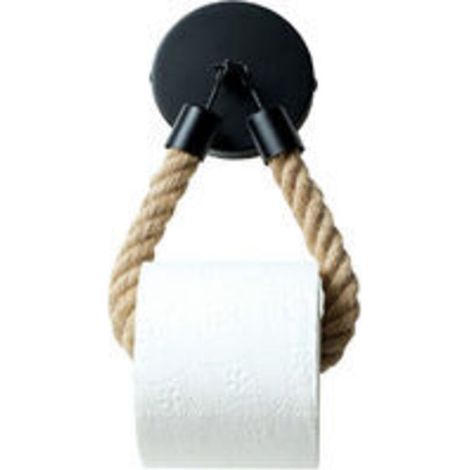 Porte Papier Toilette sans Perçage, Vintage Porte Rouleau Papier Toilette, Noir Mat Support Papier Toilette pour Salle de Bain et WC