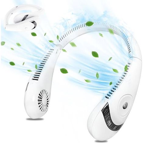 Ventilateur de cou portable, ventilateur de cou sans pales rechargeable avec batterie de 5 000 mAh, ventilateur personnel de refroi