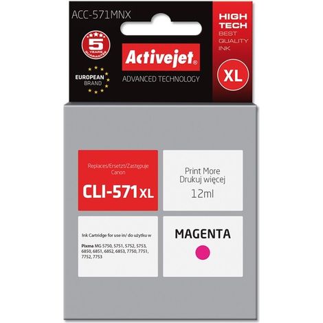 Cartouche d'encre Activejet ACC-571MNX (remplace Canon CLI-571XLM Supreme 12 ml magenta) (1/2)