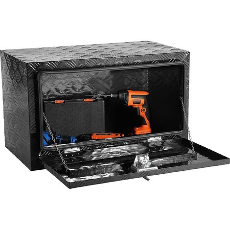 Coffre de rangement en aluminium étanche pour camionnette 76x36x41 cm avec serrure et clés, idéal pour outils et matériel. (1/5)