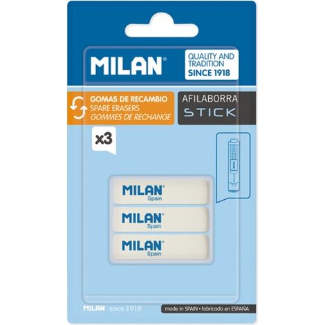 MILAN GOMA DE RECAMBIO PARA AFILABORRA STICK BLÍSTER DE 3