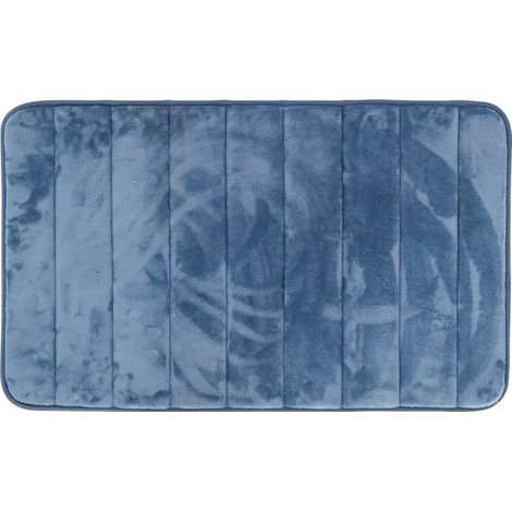 Tappeto bagno 100% poliestere 45x75 turchese cobalto antiscivolo Memo (1/4)