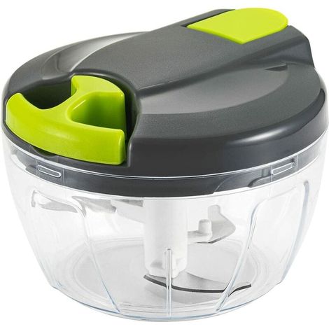 [JAMAIS UTILISÉ]Hachoir et robots manuels multifonctions avec poignée et couvercle, hachoir à légumes, presse-ail, convient, merveilleux pour la cuisine (vert) (1/5)