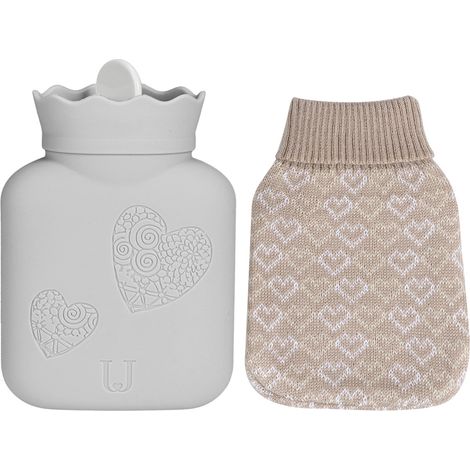 Bouillotte en silicone, chauffe-mains à eau, mini chauffe-mangue en maille, gris (1/4)