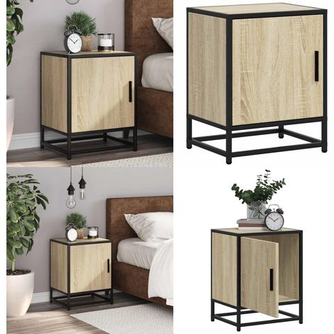 vidaXL Nachttisch Sonoma-Eiche 40x31x50 cm Holzwerkstoff und Metall (1/5)
