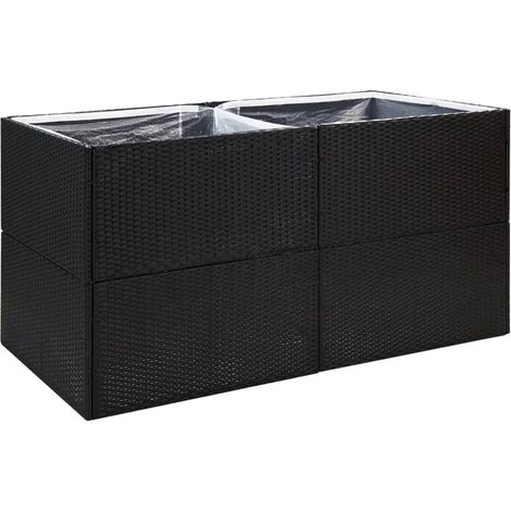 Vassoio per fioriera aiuola rialzata piante fiori terrazza giardino 157 x 80 x 80 cm Resina intrecciata nera 020037453