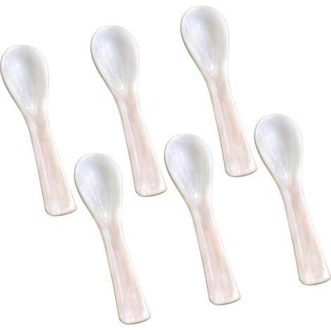 Cuillère À Caviar - Lot De 6 - Nacre Naturelle - 7,4 Cm - Fabriquée Main - Pour Œufs Et Desserts (1/5)