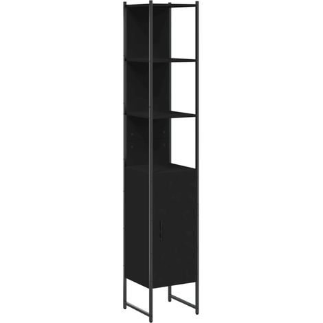 Meubles de Rangement，Armoire de salle de bain noir 33x33x185,5 cm bois d'ingénierie CFW211449 (1/5)