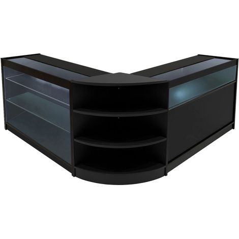 Schwarzes Ladenthekenset Demeter mit LED-Leuchte – K1200 B1200 LM60