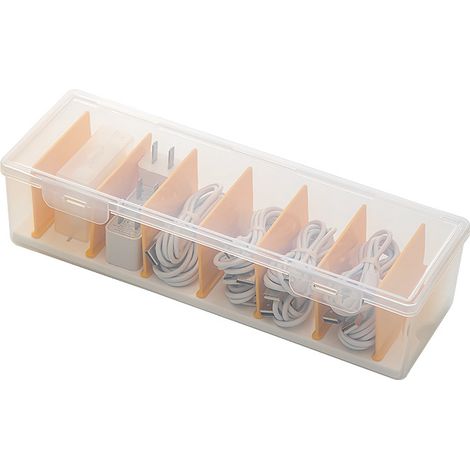 CCYKXA Kabelmanagementbox mit Deckel, Kabelorganizer-Box mit 6 Fächern zur Aufbewahrung auf dem Schreibtisch, transparent