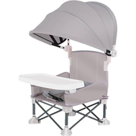 Chaise Enfant Plage Bébé Siège Rehausseur Pliable Avec Parasol & Plateau Amovible - Camping Pliable & Compact (1/4)