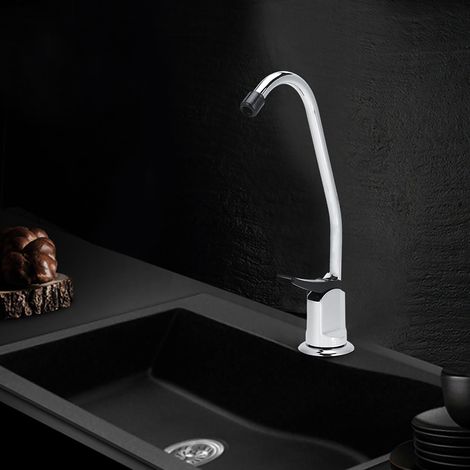 1 Robinet bec de cygne,alliage de cuivre G1/4in,design à pression,fini chromé,cuisine et filtration d'eau(Troisième trimestre : août) (1/5)
