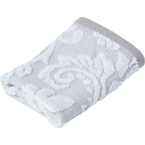 HOMESCAPES Damask Turkish Cotton 600 GSM Face Cloth, Beige