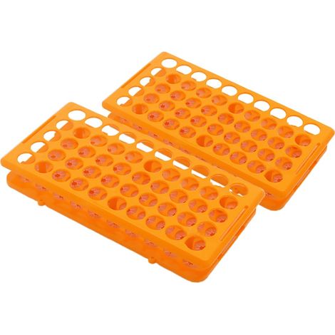 Étagère à Tubes à Essai 2 Pièces en Plastique Orange, 50 Trous (1/5)