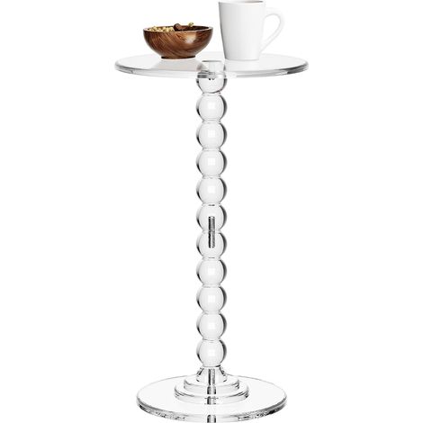 Table d'Appoint Ronde en Acrylique Transparent, 30x30x55 cm, Moderne, pour Salon, Chambre, Balcon (Transparente, 30×30×55 cm, Acrylique) (1/5)