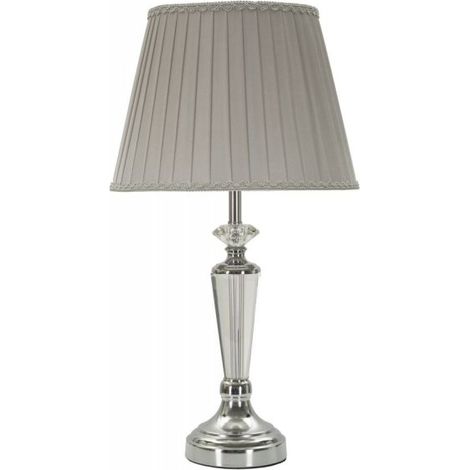 Lampada da tavolo in metallo vetro e tessuto Silvery