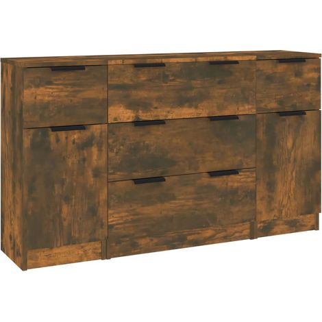 Maison Exclusive - Ensemble de buffets 3 pcs chêne fumé bois d'ingénierie