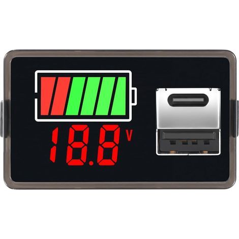 Testeur batterie de voiture Compteur de surveillance numérique avec changeur rapide Port USB de type C pour voiture, moto, chariot de golf, camping-car, panneau indicateur de batterie -8-30V (1/5)