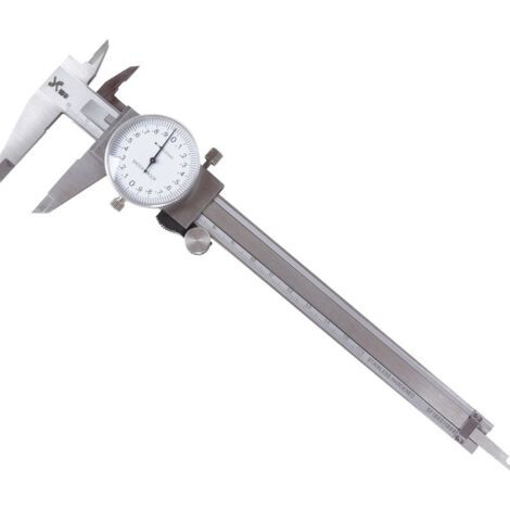QORVA-argenté Pied à Coulisse à Cadran 200mm 8 en Acier Inoxydable Tête Précision Antichoc et Verrouillable Micromètre à Jauge 4 Voies 401231