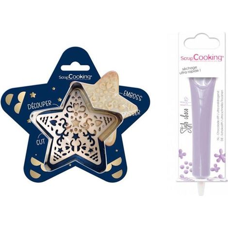 Kit pour biscuit en relief Étoile + Stylo au chocolat lilas