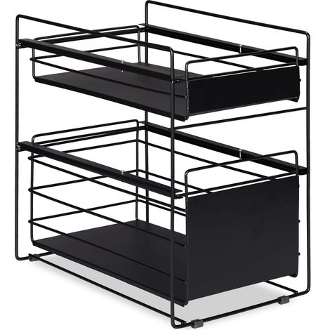 Organizer per armadio con 2 cassetti per cucina bagno ripostiglio 60 x 30 x 30 cm in acciaio nero 130010353