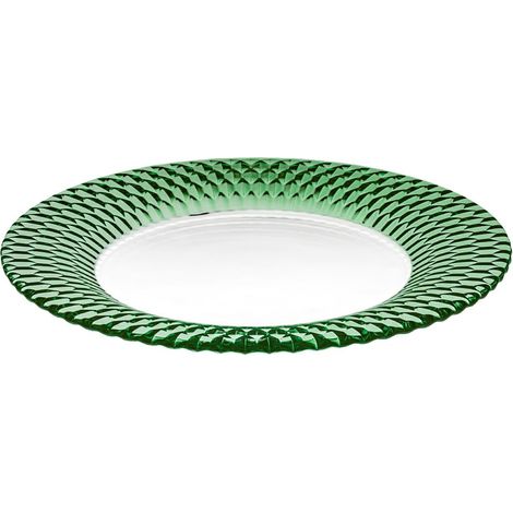 assiette de présentation green, magnifique assiette filigrane avec accent vert, verre de cristal