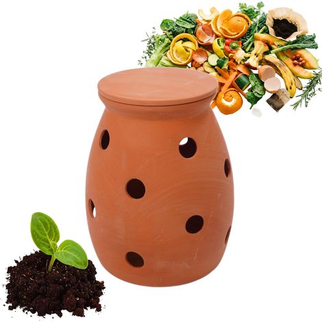 composteur à vers 5 L à enterrer, Vase pour déchets de Cuisine, Couvercle, Jardin (1/5)