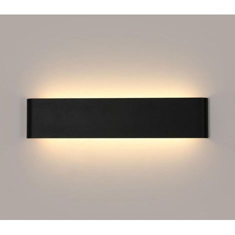 Aplique de pared interior de 2 piezas, lámparas de pared de 30 cm, iluminación de pared para sala de estar, dormitorio, salón, blanco cálido 3000k negro [Clase energética E] -Crezuo