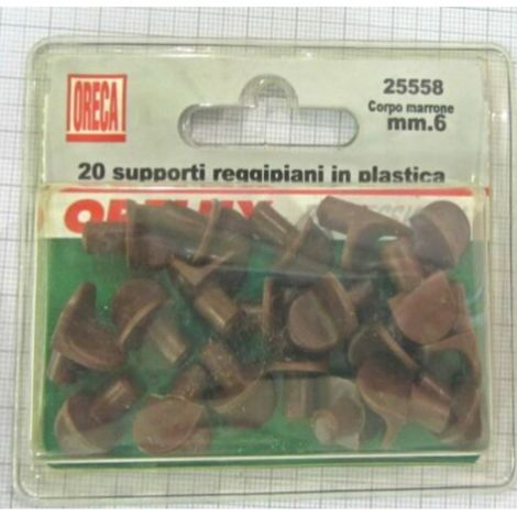 ORECA - 20 SUPPORTI REGGIPIANO IN PLASTICA MARRONE, CON PERNO 6MM