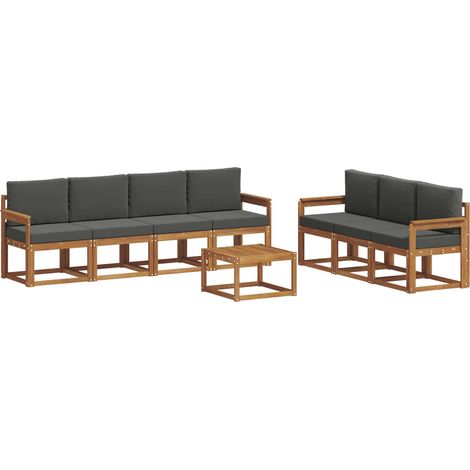 Conjunto de sofás de exterior 8 pcs Natural y Antracita vidaXL