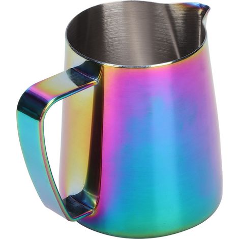 350 ml Milchaufschäumkännchen aus Edelstahl, titanisiert, Kaffeekanne für Latte Art, farbenfroh (1/5)