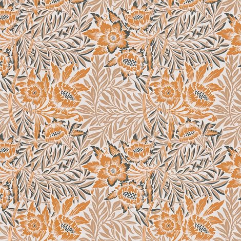 Blumen Tapete Profhome 390582 Vliestapete glatt mit floralen Ornamenten matt orange schwarz weiß beige-braun 5,33 m2