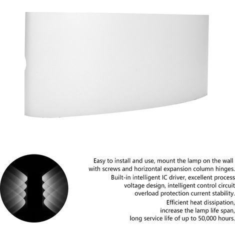 Applique murale LED simple en aluminium pour intérieur, idéale pour chambre ou couloir, 8 W AC 85-265 V, blanc (blanc froid). (1/5)