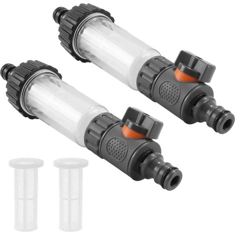 Lot de 8 filtres à eau pour camping-car avec crépine de rechange, adaptateur rapide 3/4" et vanne de régulation, et insert filtrant. Convient aux camping-cars et caravanes. (1/5)
