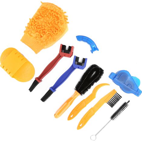 Outils de nettoyage pour vélos, lave-chaîne pour VTT, brosse à pneus, brosse d'angle, gants, bobine de roue, faucille, brosse à poils (1/5)