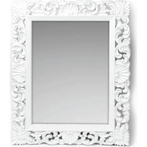 Specchio da parete stile barocco colore bianco 60x80H cm design raffinato