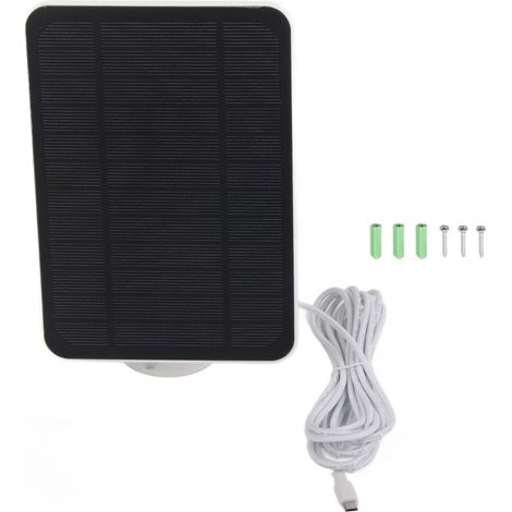 Panneau solaire 4W 5V pour caméras de sécurité Arlo, Ring et Blink, étanche IP65, avec support orientable à 360°, blanc. (1/5)