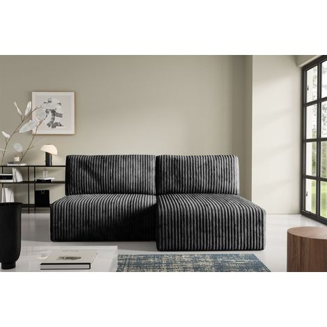 Ecksofa mit Schlaffunktion NATALIA XS in Stoff Tilia Schwarz Ottomane Rechts