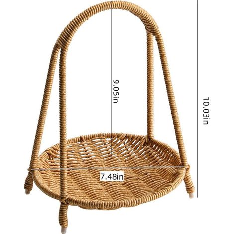 Panier à fruits en rotin tressé à la main, panier de cuisine rond en osier pour les en-cas, le pain et les légumes.